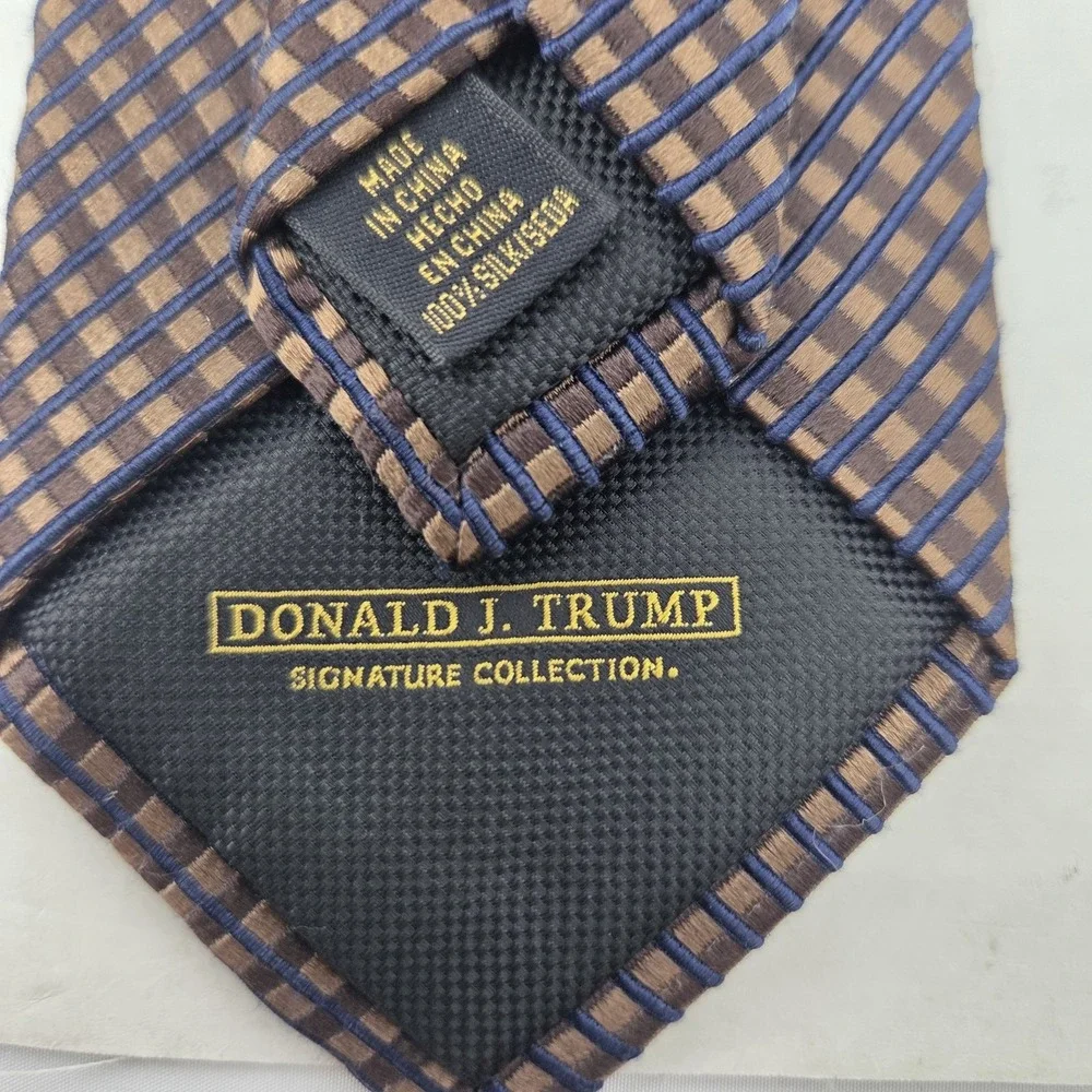 Donald J. Trump Signature Collection Mens Tie Brown Geometric Silk